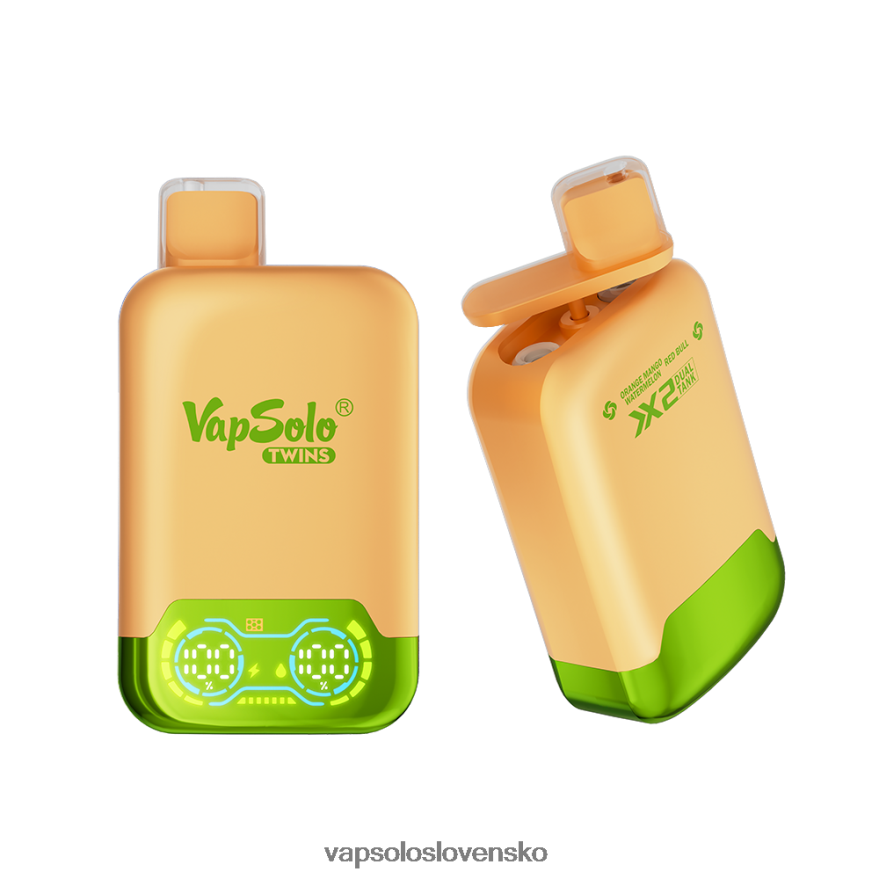 VapSolo Recargable - oranžový mango vodný melón a červený býk VapSolo TWINS jednorazová vapa RZ648230